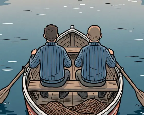I due rematori in barca, visti da dietro